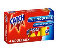 Catch - Expert Mouches - Papier Tue-Mouches - Anti-Mouches - Piège à Mouches - Ruban Inodore - Sans Insecticide - Solution Optimale - Développés par Biologistes et Chimistes - 4 rouleaux (Lot de 6)
