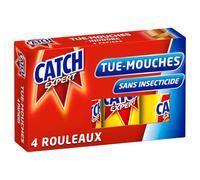 Catch Expert Papier Tue-Mouches x4 Rubans Adhésifs Inodore Longue Durée | rubans tue-mouches, adhésif puissant, inodore, longue durée 6 semaines, usage intérieur, piège insectes, utilisation simple