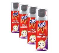 Catch Expert Volants et Rampants - Aérosol (400mL) - Insecticide Tous Insectes - Mouches Moustiques Cafards Araignées (Lot de 4)