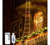 CATCHLUCK Guirlande lumineuse LED Père Noël - Échelle - 3 m - Éclairage de Noël LED - Alimentation électrique avec minuterie - Fonction mémoire - 8 modes pour l'intérieur et l'extérieur - Sapin de