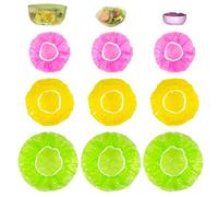 CATELL 90 Pièces Sacs de Conservation Frais Charlotte Alimentaire Réutilisable Colorées Film Alimentaire avec Élastiqués pour Légumes et Fruits pour Éviter la Poussière et Les Garder au Frais