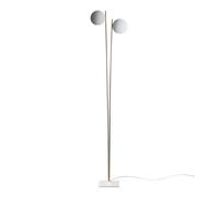 Catellani & Smith Lederam F2 Stehleuchte, disque blanc, tige or, socle blanc