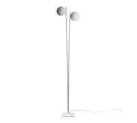 Catellani & Smith Lederam F2 Stehleuchte, disque blanc, tige satinée dépolie, socle blanc