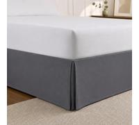 Cathay Home Cache-sommier plissé en Microfibre brossée Double, Facile à Installer, Ultra Doux, résistant à la décoloration et aux Plis, Gris, lit Double