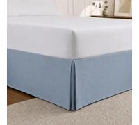 Cathay Home Cache-sommier plissé en Microfibre brossée Double, Facile à Installer, Ultra Doux, résistant à la décoloration et aux Plis, Bleu Brouillard, lit Double