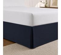 Cathay Home Cache-sommier plissé en Microfibre brossée Double, Facile à Installer, Ultra Doux, résistant à la décoloration et aux Plis, Bleu Marine, lit Queen Size