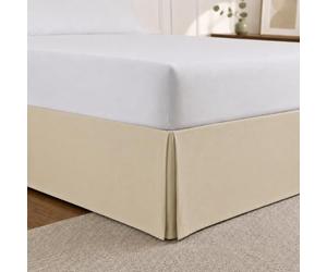 Cathay Home Cache-sommier plissé en Microfibre brossée Double, Facile à Installer, Ultra Doux, résistant à la décoloration et aux Plis, crème, lit Double