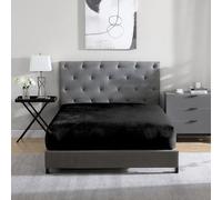 Cathay Home Drap-Housse en Flanelle et Peluche Ultra Doux et épais, ne bouloche Pas - Chaleur Confortable pour Toutes Les Saisons - Poches Profondes de 30,5 cm Uniquement (lit Simple, Noir)