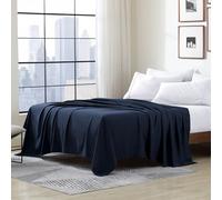 Cathay Home Drap Plat Simple 1 pièce en Microfibre Ultra Douce Infroissable et résistant à la décoloration pour Lits Jumeaux 167,6 x 243,8 cm Bleu Marine
