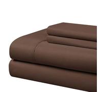 Cathay Home Essentials Parure de lit Ultra Douce, hypoallergénique et Infroissable, en Microfibre brossée Double, Marron, Grand lit