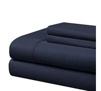 Cathay Home Essentials Parure de lit Ultra Douce, hypoallergénique et Infroissable, en Microfibre brossée Double, Bleu Marine, Grand lit