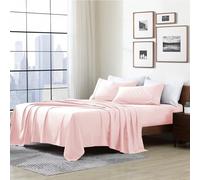 Cathay Home Essentials Parure de lit Ultra Douce, hypoallergénique, Infroissable, en Microfibre brossée Double, Rose poudré, 4 pièces pour Grand lit