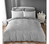 Catherine Lansfield A Lot Like Christmas Parure de lit Double réversible avec taies d'oreiller Gris