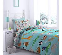 Catherine Lansfield Animal Adventures 160x220+50x80+Plain Dyed Blue 50x80 Oxford