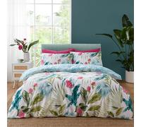 Catherine Lansfield Aruba Parure de lit Double réversible avec Housse de Couette et taies d'oreiller Motif Floral Tropical Vert