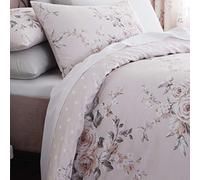Catherine Lansfield Canterbury Blush Housse de Couette 135 x 200 + 80 x 80 cm + Drap-Housse Blanc 90 x 200 cm + 1 taie d'oreiller 80 x 80 cm Blanc