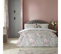 Catherine Lansfield Canterbury Housse de Couette réversible avec taie d'oreiller Motif Floral Gris