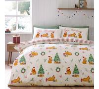 Catherine Lansfield Capy Christmas Parure de lit réversible King Size Crème