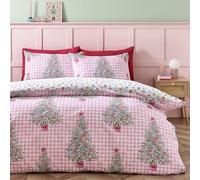 Catherine Lansfield Christmas Sweets and Treats Parure de lit Double réversible avec taies d'oreiller Rose