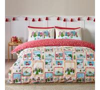 Catherine Lansfield Christmas Town Stamps Parure de lit Simple Naturel