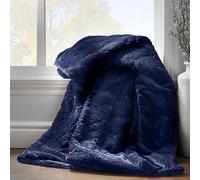 Catherine Lansfield Cosy Diamond Faux Fur Throw Jetés, Bleu Marine, Taille Unique