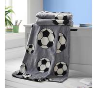 Catherine Lansfield Couverture Douillette en Polaire pour Enfant Motif Football Gris 120 x 150 cm