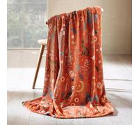 Catherine Lansfield Couverture Polaire Douillette Motif Animaux du crépuscule enchanté Orange brûlé 130 x 170 cm