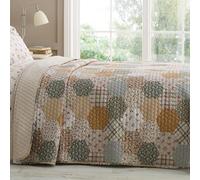 Catherine Lansfield Couvre-lit matelassé Patchwork Floral 220 x 230 cm Naturel