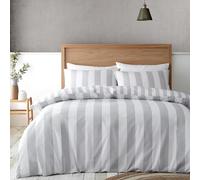 Catherine Lansfield Cove Stripe Parure de lit Double réversible avec taies d'oreiller Gris argenté