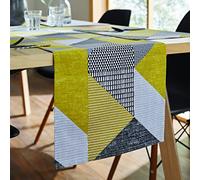 Catherine Lansfield Dining Larsson Geo Chemin de Table en Coton Jaune Ocre 33 x 220 cm