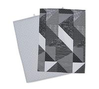 Catherine Lansfield Dining Larsson Lot de 2 torchons en Coton Motif géométrique Gris 50 x 70 cm