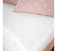 Catherine Lansfield Drap-Housse en Coton brossé à Pois Rose pour lit Double