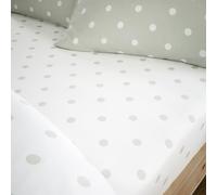 Catherine Lansfield Drap-Housse en Coton brossé à Pois Vert