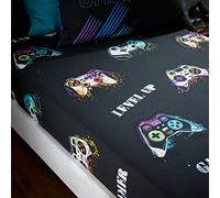 Catherine Lansfield Drap-Housse pour Chambre d'enfant Motif Game Over 25 cm de Profondeur Noir