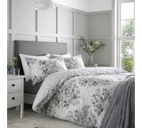 Catherine Lansfield Elinda Floral Parure de lit réversible avec Housse de Couette et taies d'oreiller Gris King Size