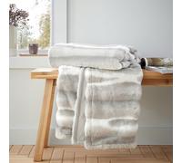 Catherine Lansfield Flint Cosy Plaid en Fausse Fourrure Gris argenté 130 x 170 cm