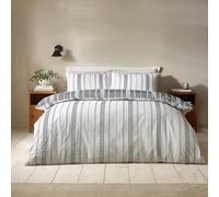 Catherine Lansfield Harbour Stripe Parure de lit Simple réversible avec Housse de Couette et taie d'oreiller Noir