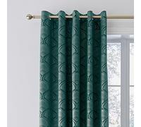 Catherine Lansfield Just Contempo Paire de Rideaux à œillets doublés Art Deco Pearl Vert Sarcelle 168 x 183 cm