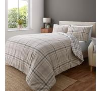 Catherine Lansfield Kelso Parure de lit réversible avec Housse de Couette et taie d'oreiller Motif Carreaux Naturel
