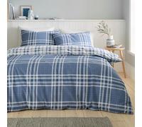Catherine Lansfield Kelso Parure de lit Simple réversible avec Housse de Couette et taie d'oreiller Bleu