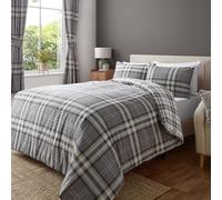Catherine Lansfield Kelso Parure de lit Simple réversible avec Housse de Couette et taie d'oreiller Gris Anthracite