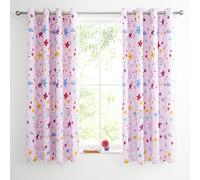 Catherine Lansfield Kids Living Happy Stars Paire de Rideaux à œillets Rose 168 x 183 cm