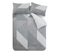 Catherine Lansfield Larsson Geo Parure de lit Double réversible avec taies d'oreiller Gris