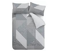 Catherine Lansfield Larsson Geo Parure de lit réversible avec Housse de Couette et taie d'oreiller Gris