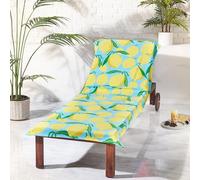 Catherine Lansfield Lemons Serviette de Plage en Coton pour Chaise Longue Bleu Turquoise 92 x 180 cm