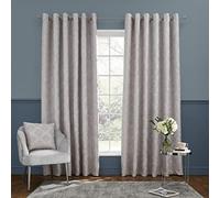 Catherine Lansfield Living Damask Lot de 2 Rideaux Thermiques à œillets Motif Pinsonic Gris 168 x 183 cm