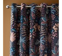 Catherine Lansfield Lot de 2 Rideaux à œillets en Polyester recy oux Motif Feuilles Exotiques Noir 117 x 183 cm