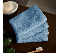Catherine Lansfield Lot de 4 Gants de Toilette en Coton à séchage Rapide Bleu