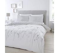 Catherine Lansfield Meadowsweet Floral Housse de Couette 135 x 200 cm et taie d'oreiller 80 x 80 cm Blanc/Gris