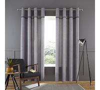 Catherine Lansfield Melville Lot de 2 Rideaux à œillets Non doublés en Coton Texture tissée Gris 117 x 183 cm